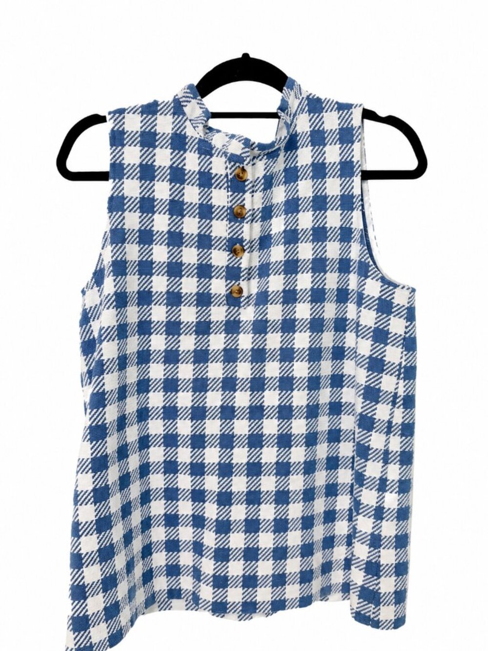 Ann Taylor Blue & White Gingham Sleeveless Top - Size M - NWOT